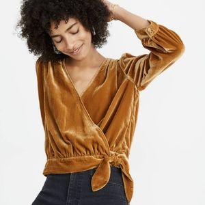 Madewell Velvet Wrap Top Gold S